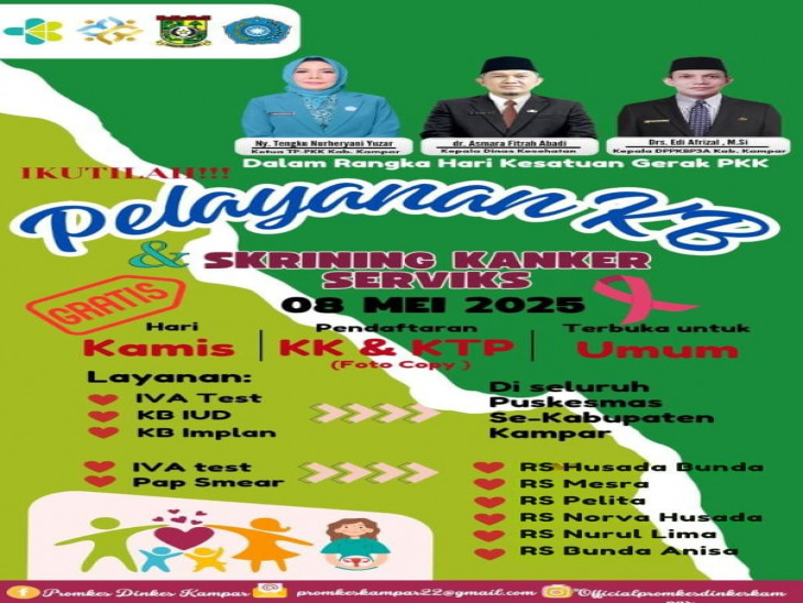 Pelayanan KB dan skrining kanker serviks gratis dalam rangka HKG PKK